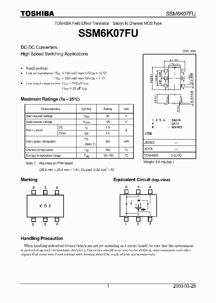 SSM6K07FU_1316815.PDF Datasheet