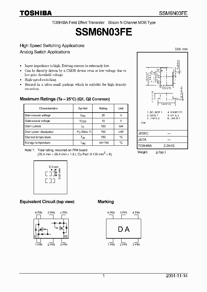 SSM6N03FE_1316820.PDF Datasheet