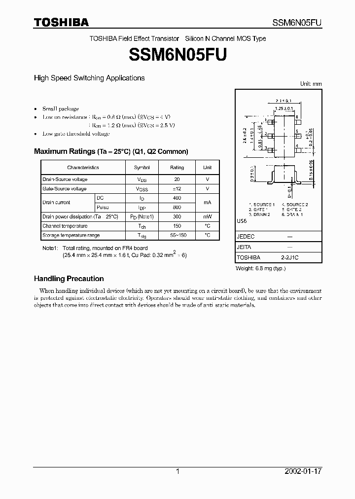 SSM6N05FU_1316822.PDF Datasheet