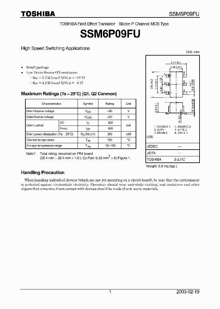 SSM6P09FU_1316827.PDF Datasheet