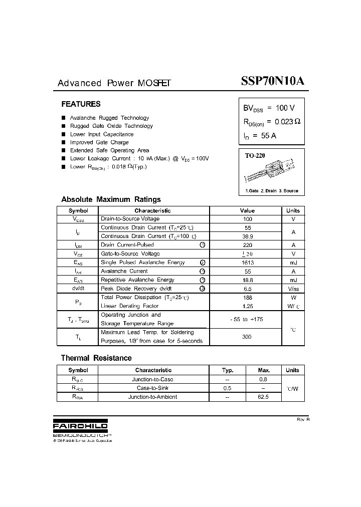 SSP70N10A_1316865.PDF Datasheet
