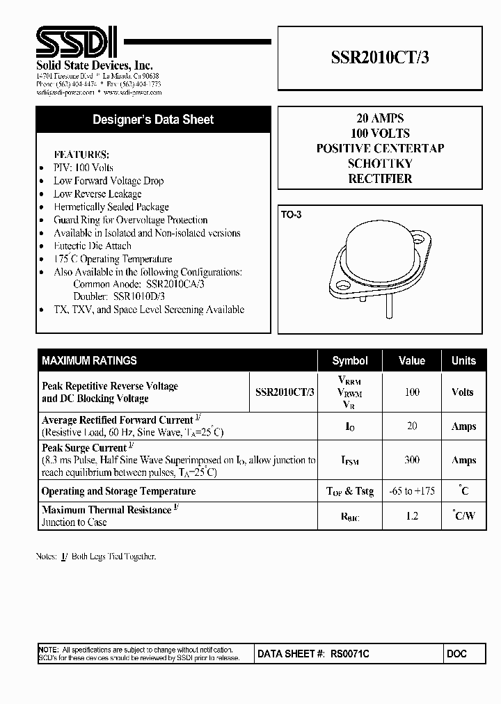 SSR2010CT3_1316907.PDF Datasheet
