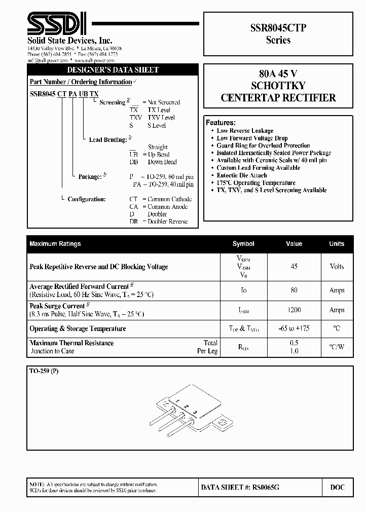 SSR8045CTP_1316936.PDF Datasheet