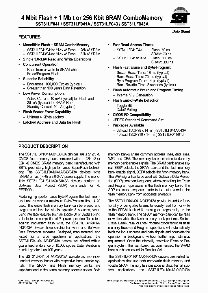 SST31LF043A-70-4E-WI_1317010.PDF Datasheet