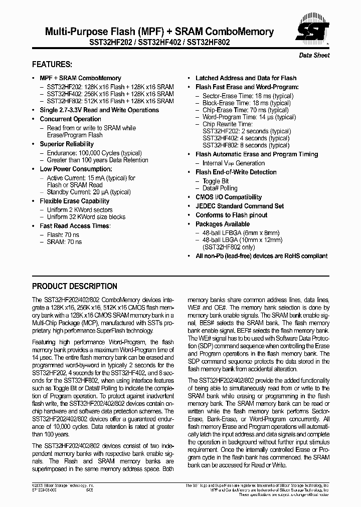 SST32HF802-70-4E-LBKE_1317018.PDF Datasheet