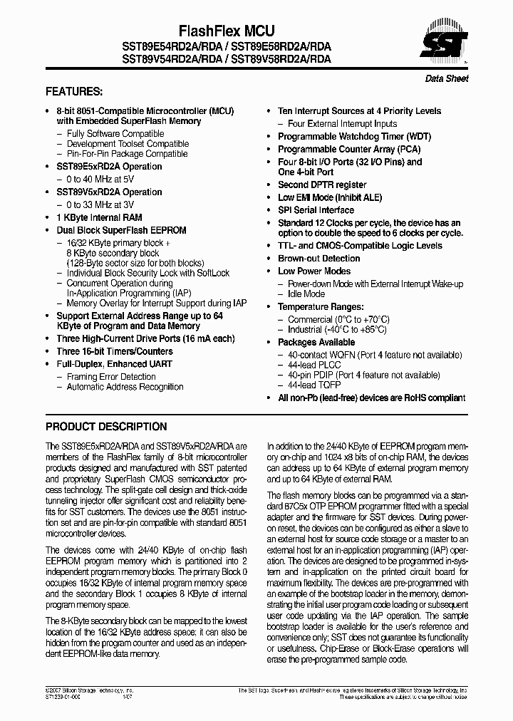 SST89V58RDA_1317106.PDF Datasheet