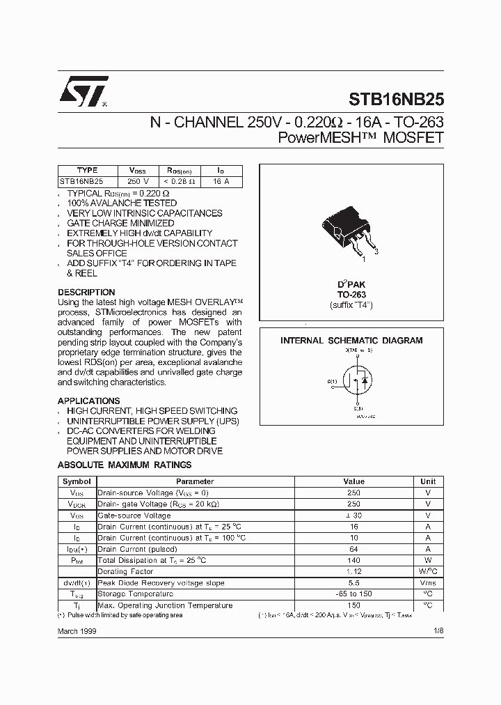 STB16NB25_1317827.PDF Datasheet