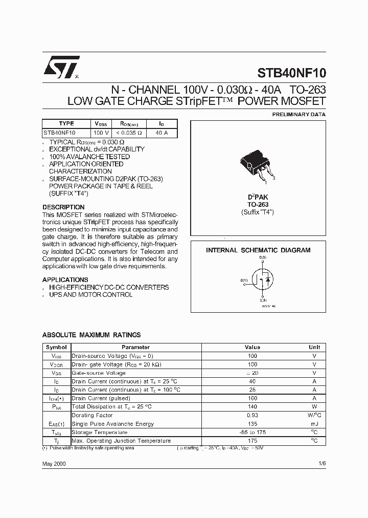 STB40NF10_1317855.PDF Datasheet