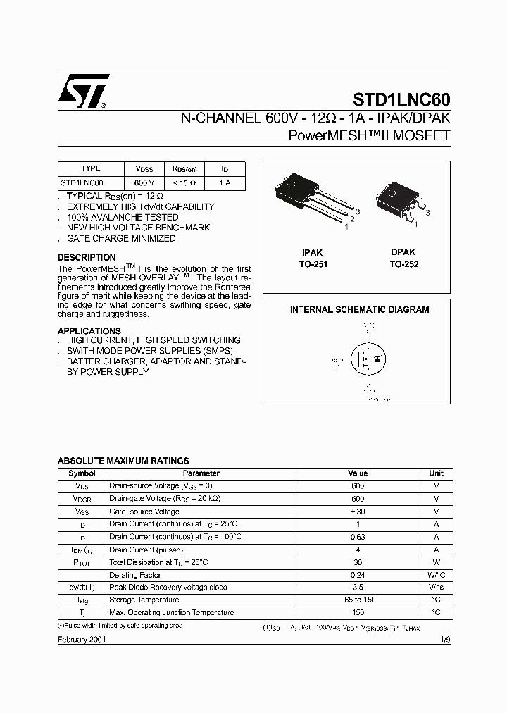 STD1LNC60_1318037.PDF Datasheet