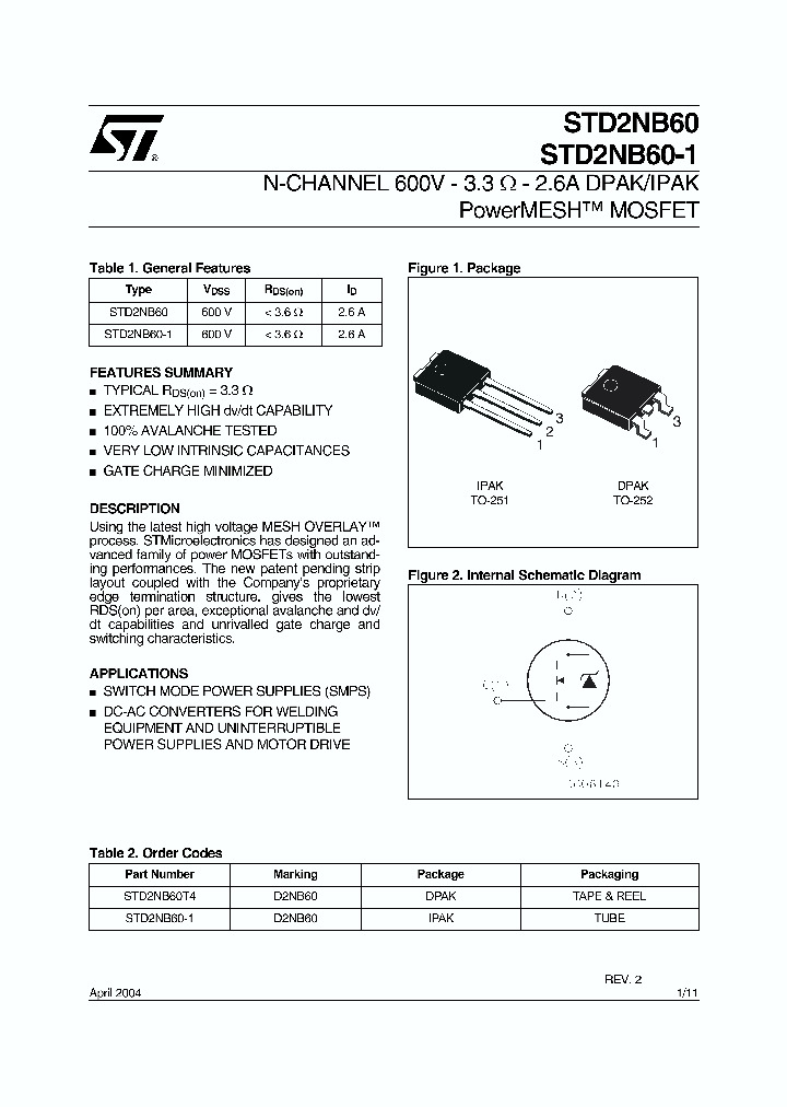 STD2NB60T4_1318053.PDF Datasheet