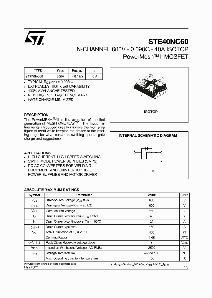 STE40NC60_1318159.PDF Datasheet