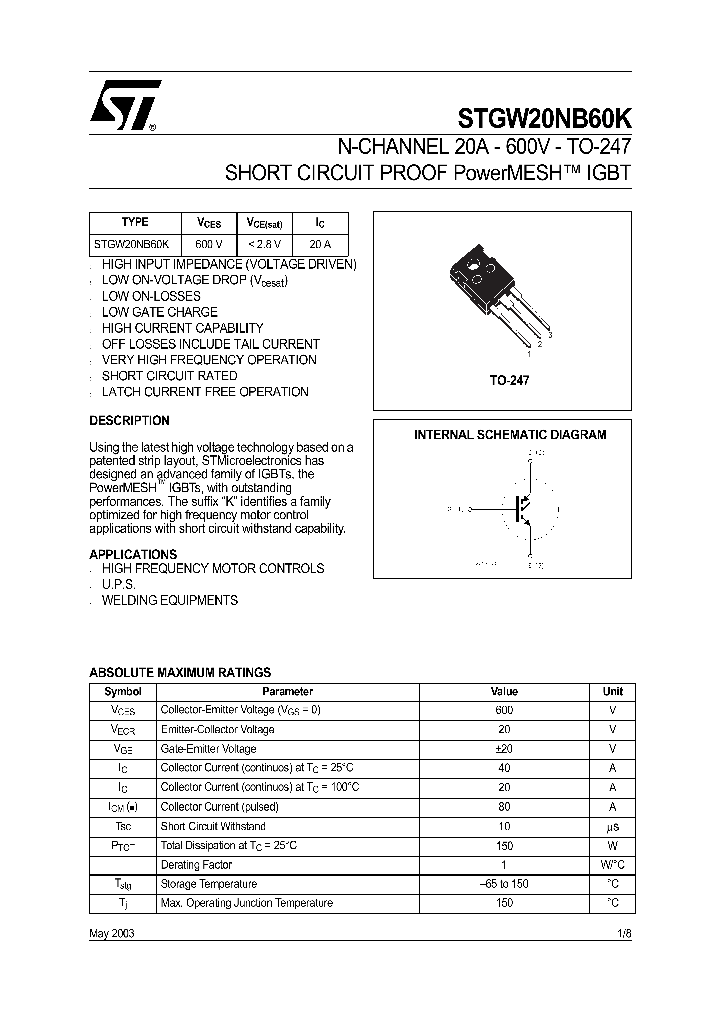 STGW20NB60K_1318306.PDF Datasheet
