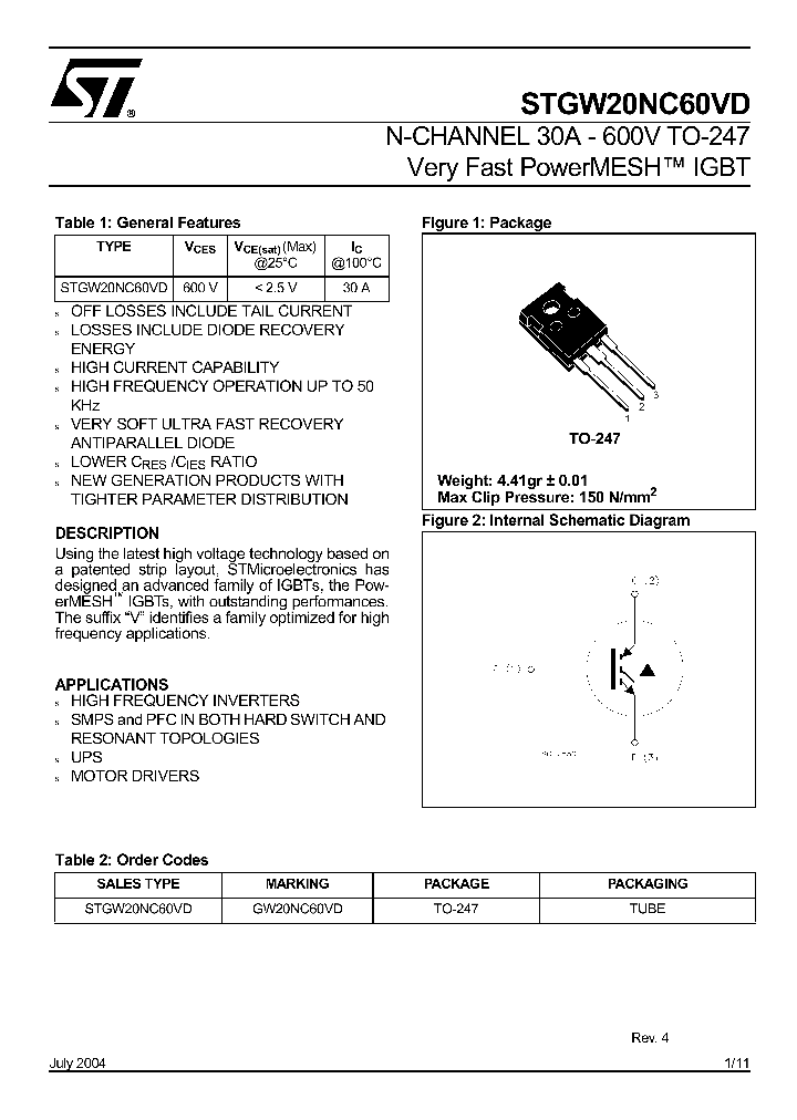 STGW20NC60VD_1318309.PDF Datasheet