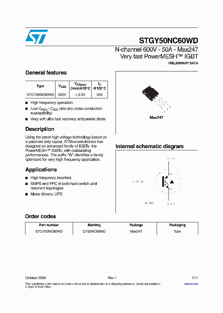 STGY50NC60WD_1318325.PDF Datasheet