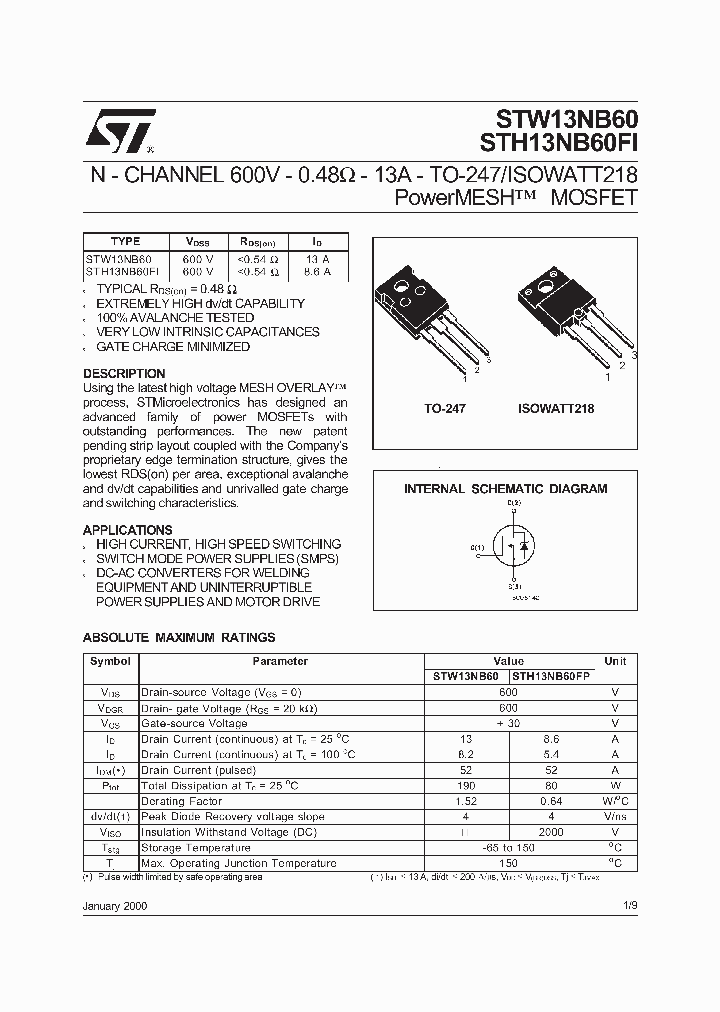STH13NB60FI_1008493.PDF Datasheet