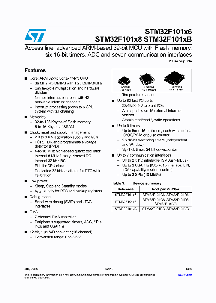 STM32F101C6_1058175.PDF Datasheet