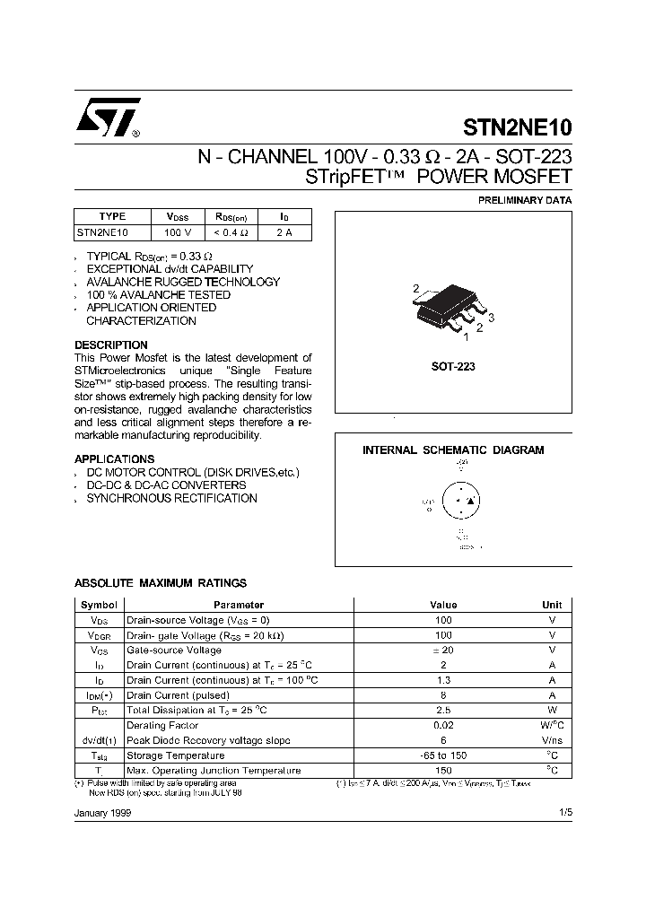 STN2NE10_1021842.PDF Datasheet