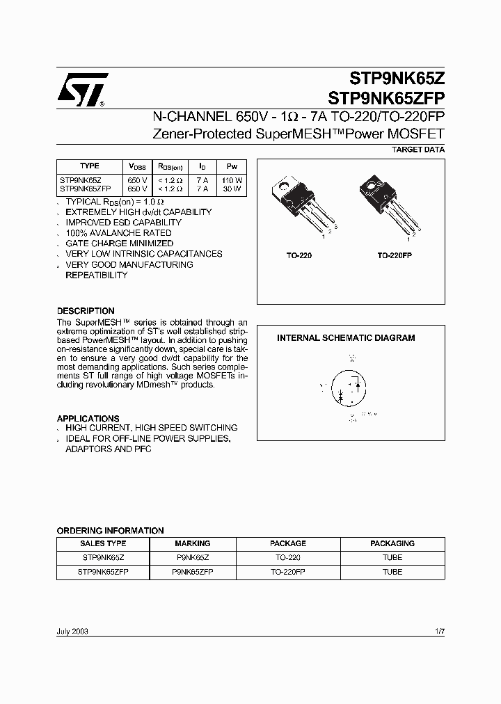 STP9NK65ZFP_1319124.PDF Datasheet