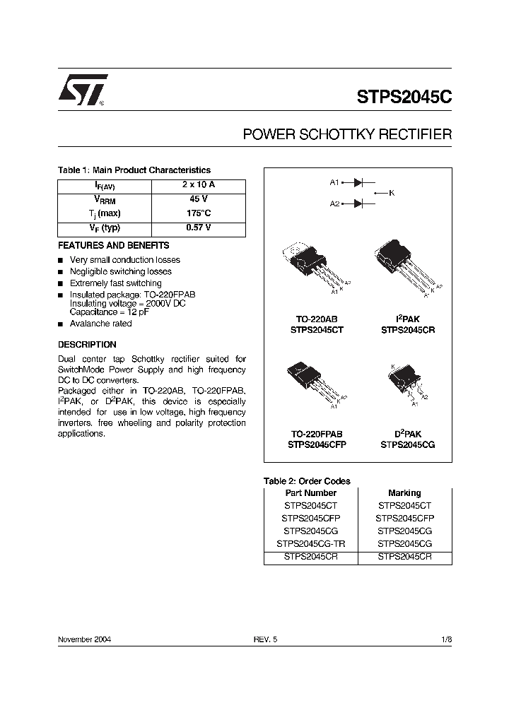 STPS2045CT_1319209.PDF Datasheet