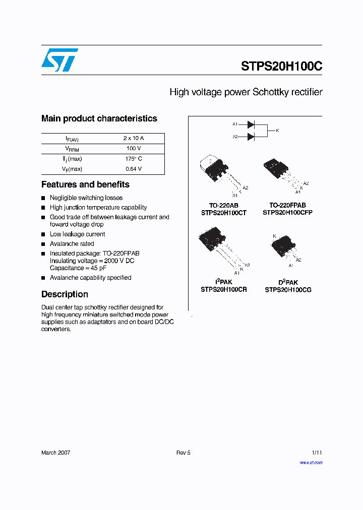 STPS20H100CT_1319213.PDF Datasheet