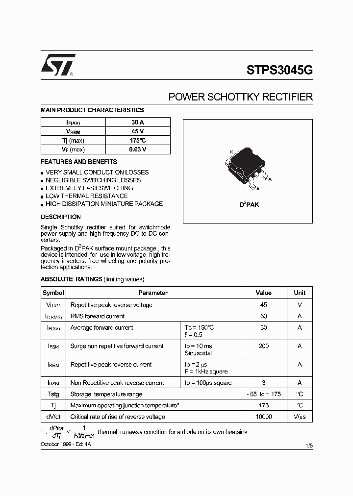 STPS3045G-TR_1319236.PDF Datasheet