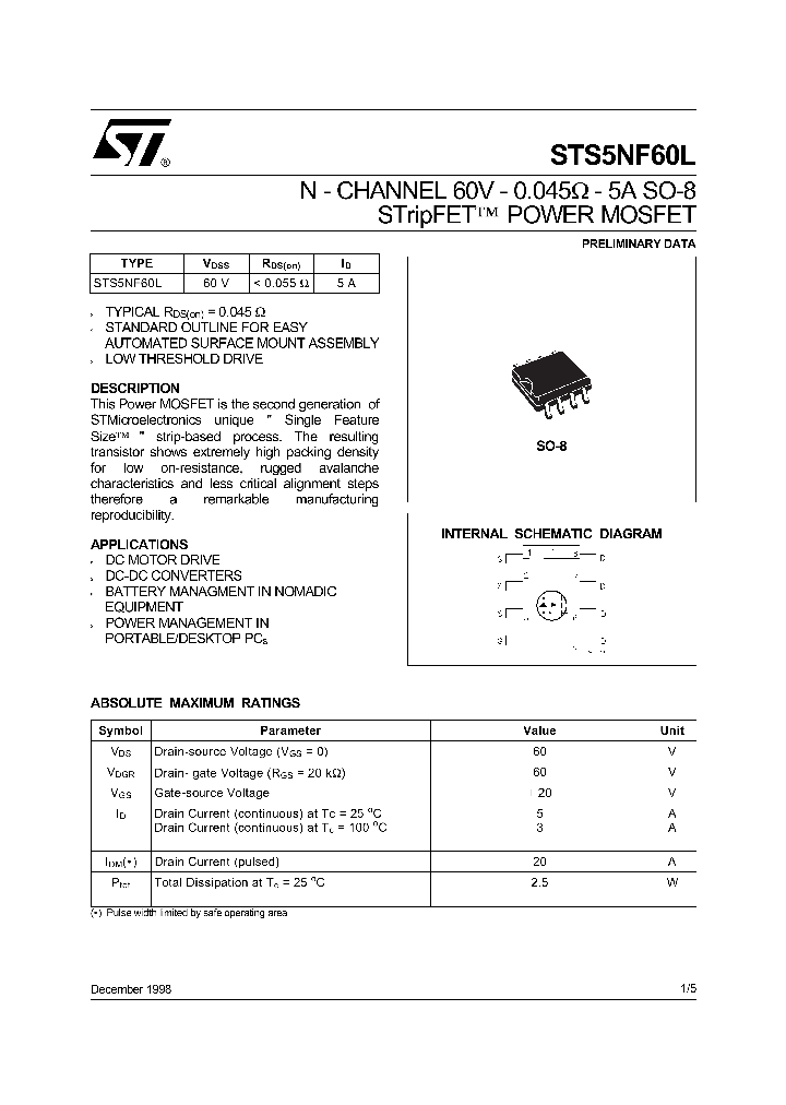 STS5NF60L_1024747.PDF Datasheet