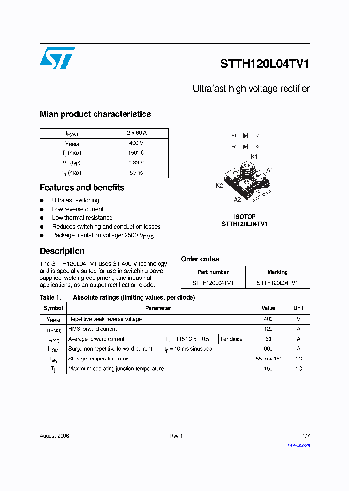 STTH120L04TV1_1319451.PDF Datasheet