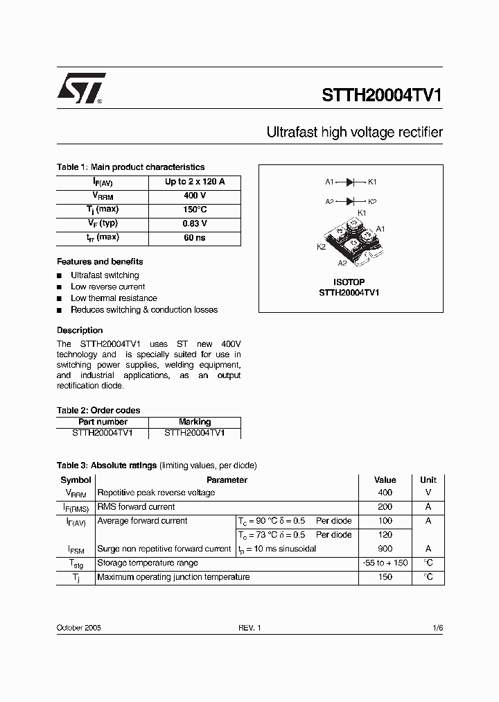 STTH20004TV1_1319467.PDF Datasheet