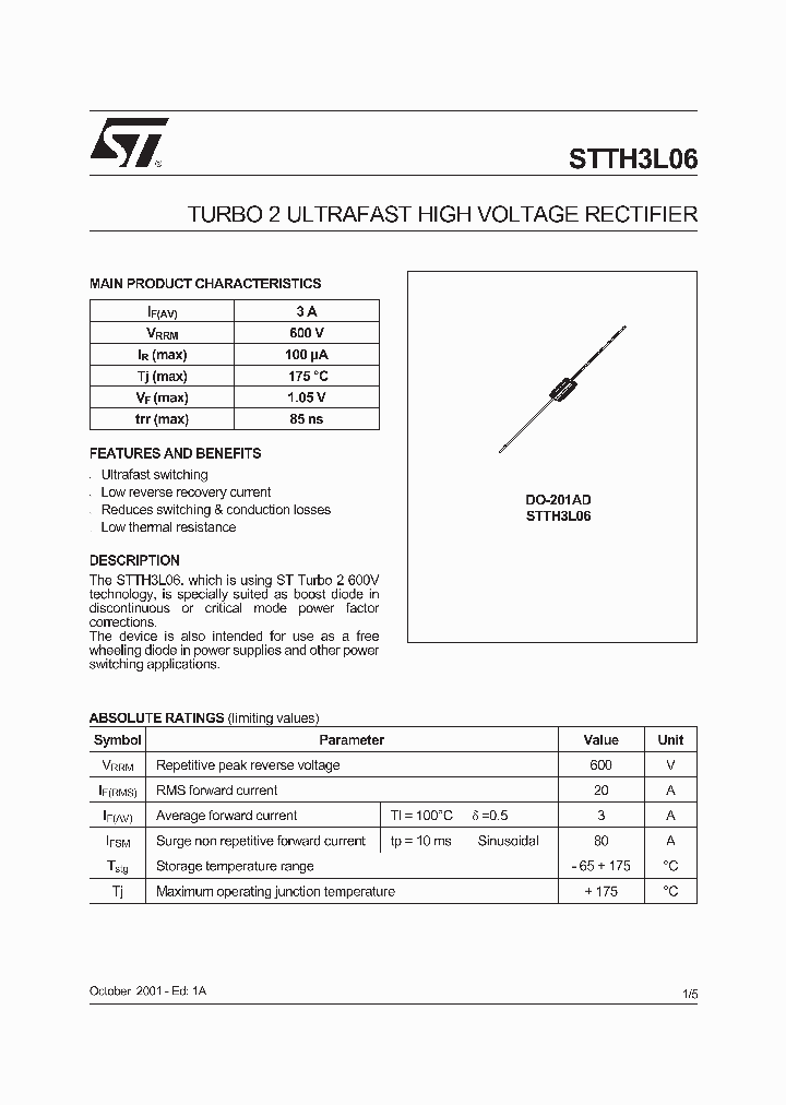 STTH3L06RL_1319492.PDF Datasheet