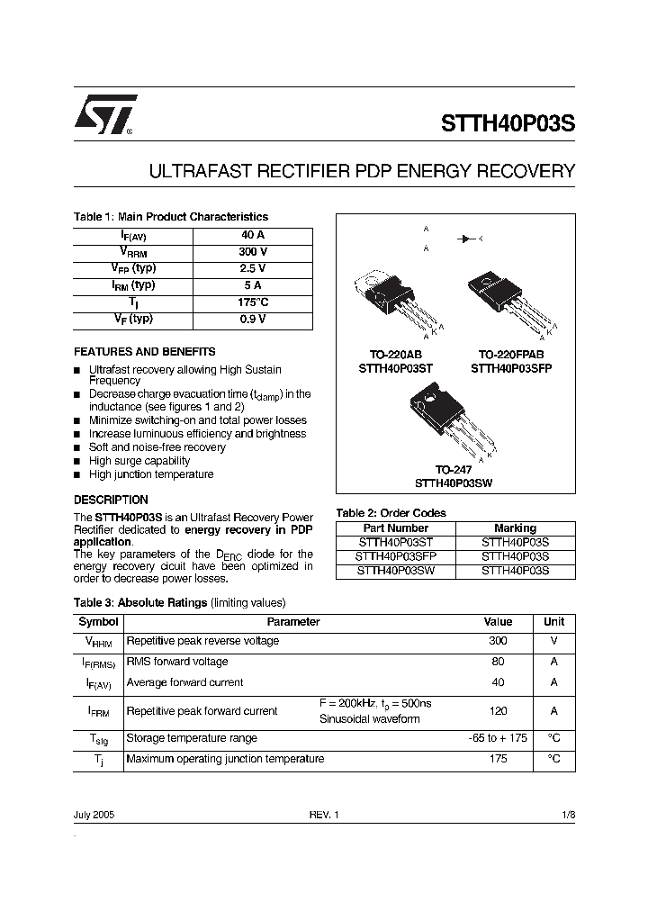 STTH40P03SW_1319495.PDF Datasheet