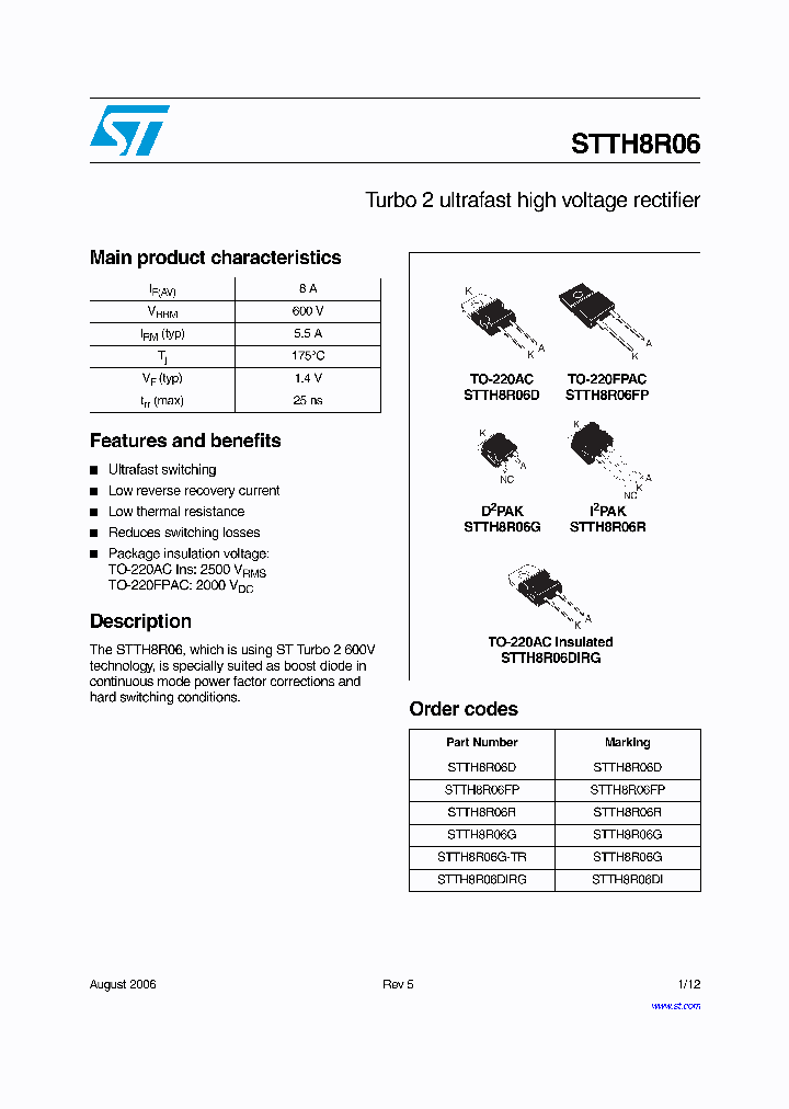 STTH8R06R_1319513.PDF Datasheet