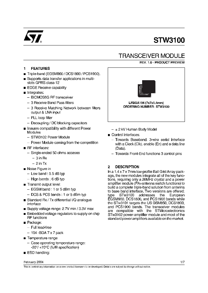 STW3100_1319640.PDF Datasheet