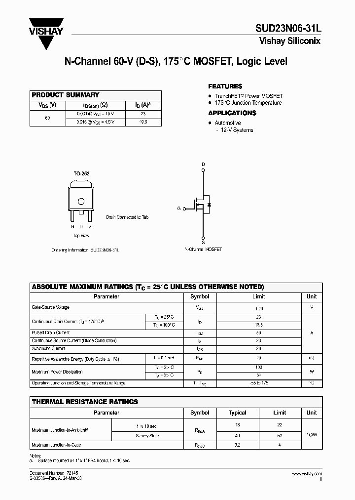 SUD23N06-31L_1319735.PDF Datasheet