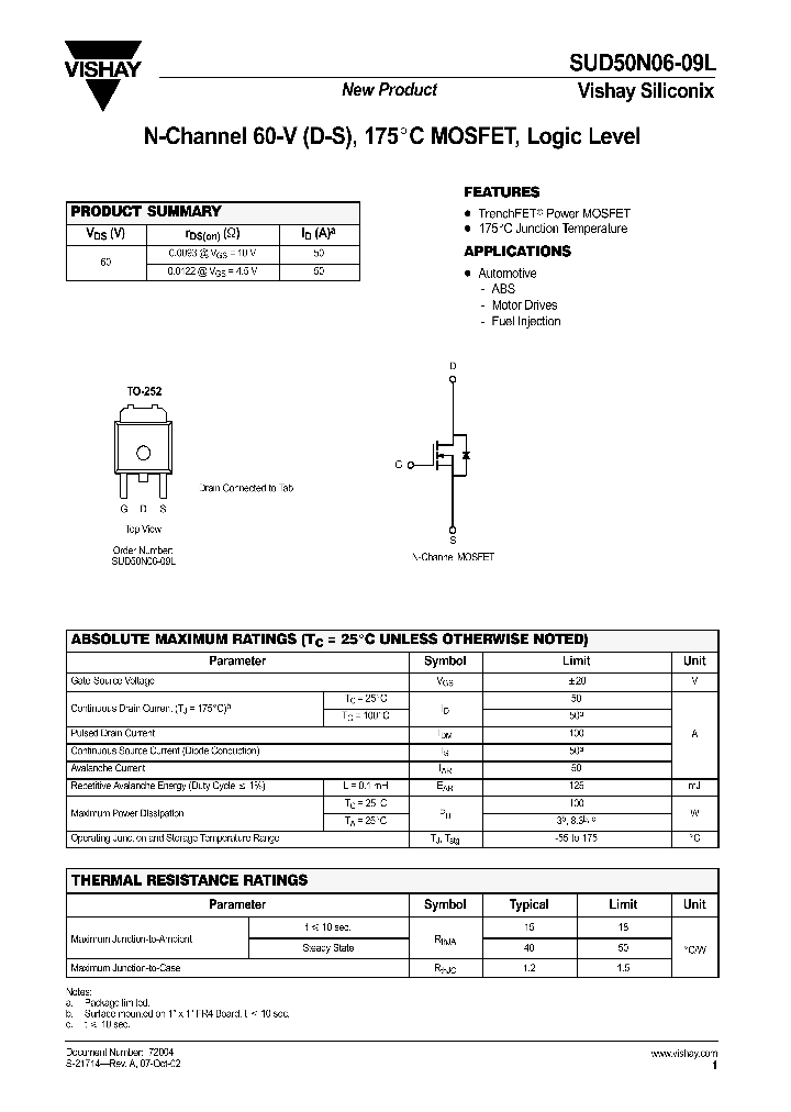 SUD50N06-09L_1319769.PDF Datasheet