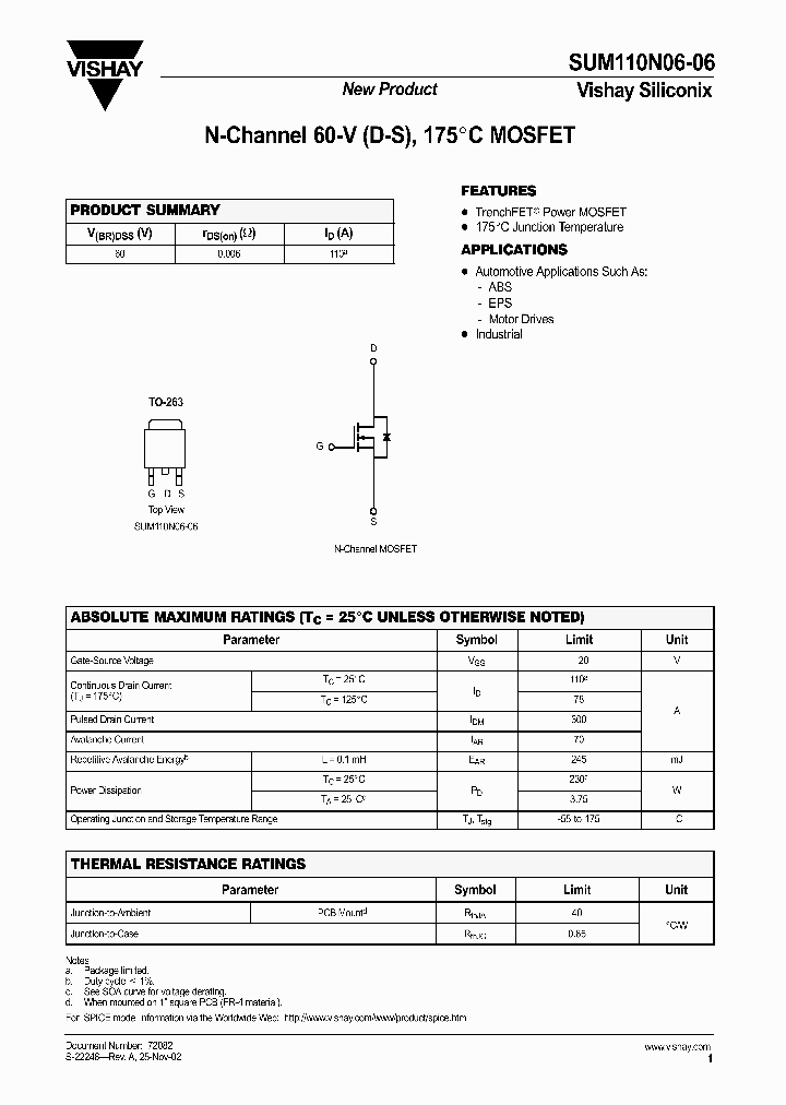 SUM110N06-06_1319806.PDF Datasheet