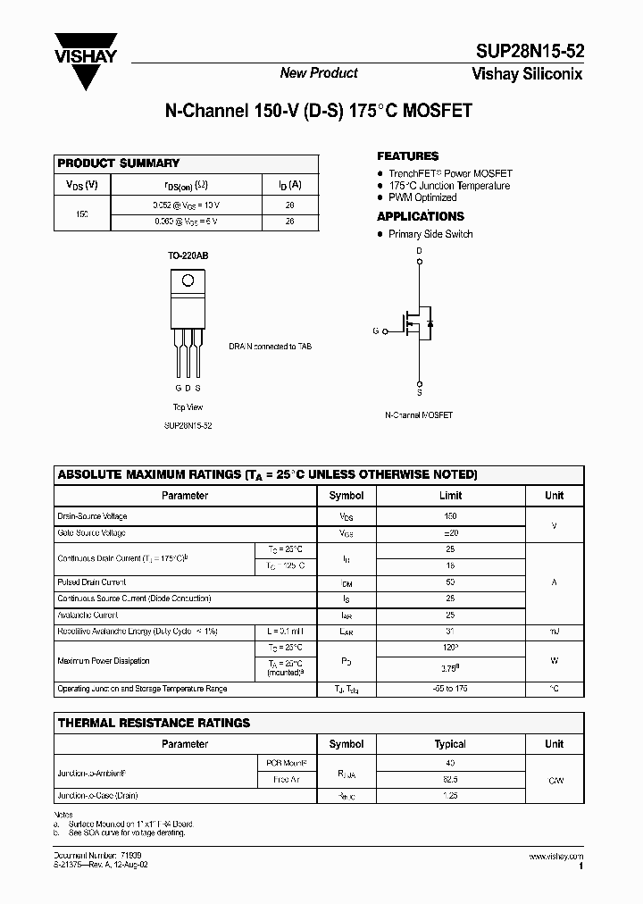 SUP28N15-52_1319843.PDF Datasheet