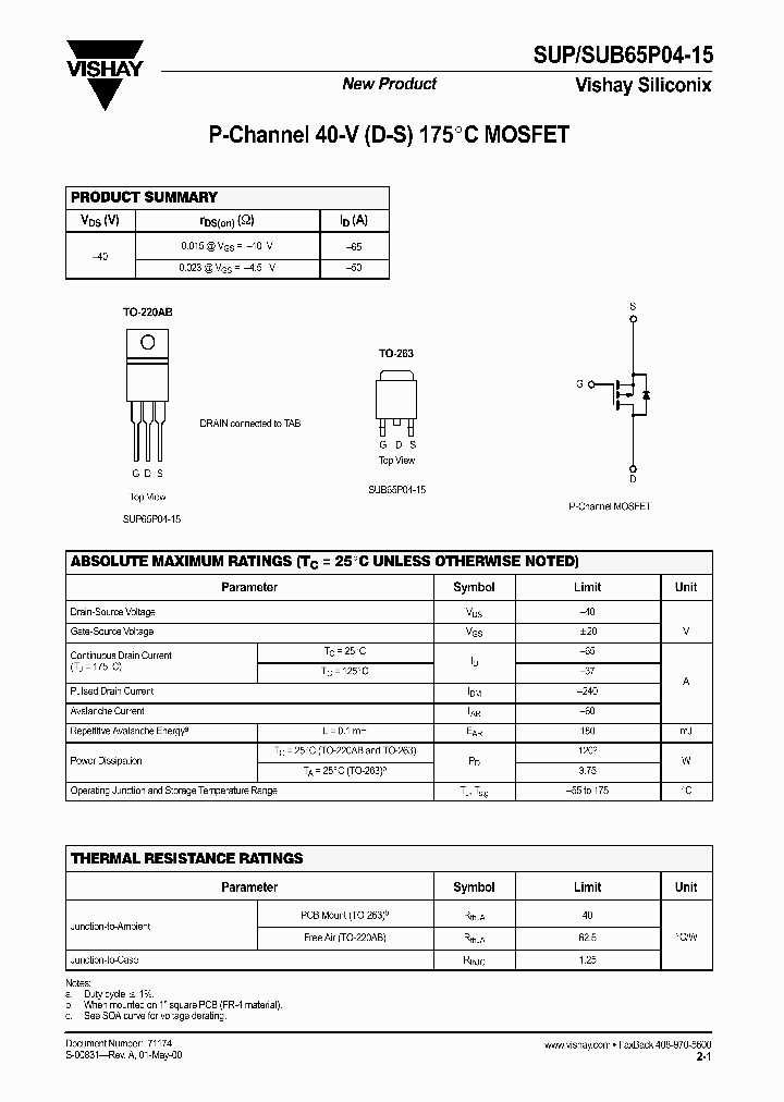 SUB65P04-15_1131696.PDF Datasheet