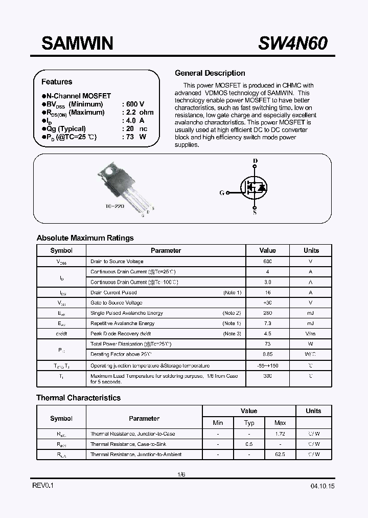 SW4N60_1320092.PDF Datasheet