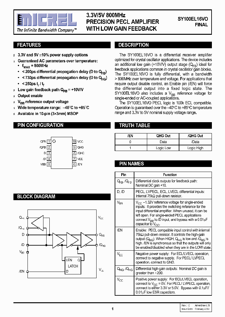 SY100EL16VOKITR_1320200.PDF Datasheet