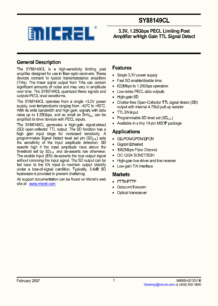SY88149CLKGTR_1320582.PDF Datasheet