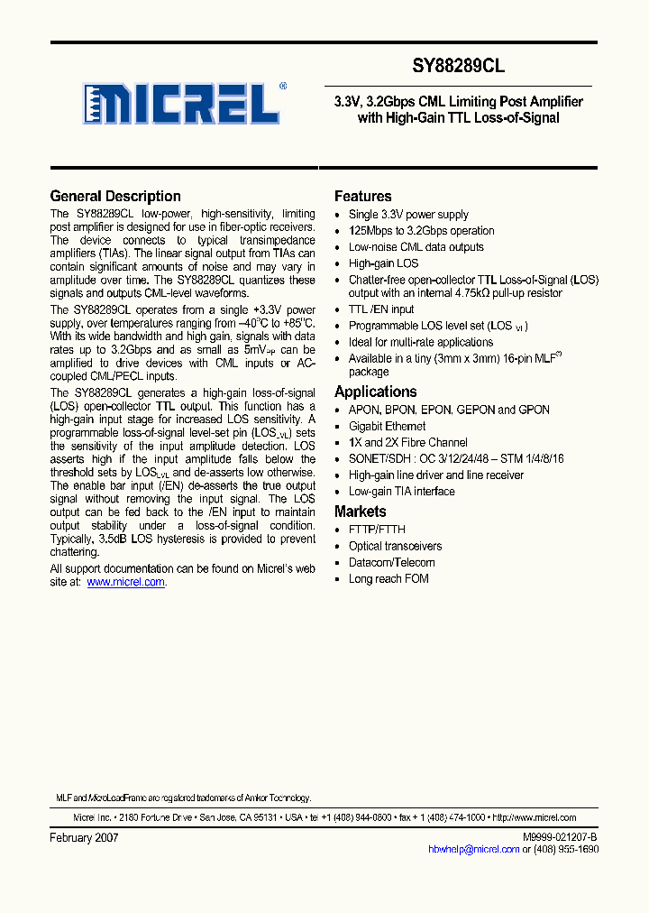 SY88289CL_1115334.PDF Datasheet
