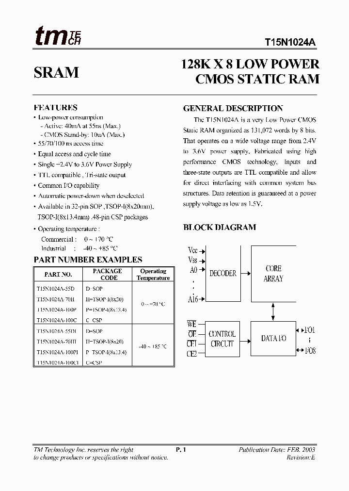 T15N1024A-70HI_1320842.PDF Datasheet