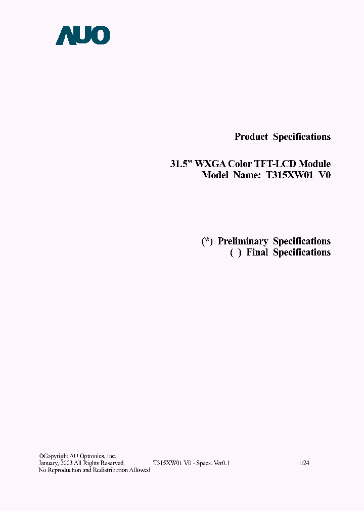 T315XW01_1111947.PDF Datasheet