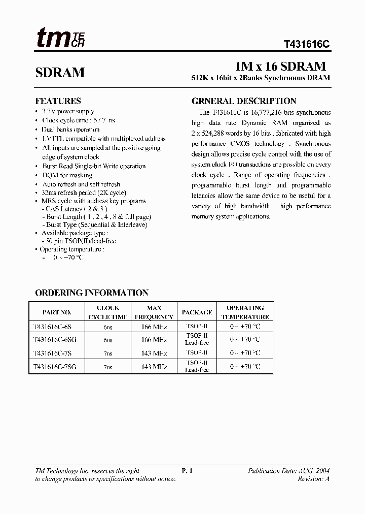 T431616C-7SG_1320923.PDF Datasheet
