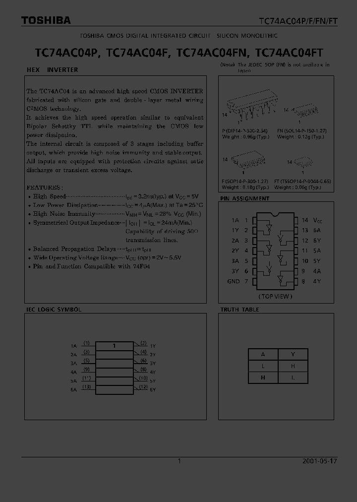 TC74AC04F_1173303.PDF Datasheet