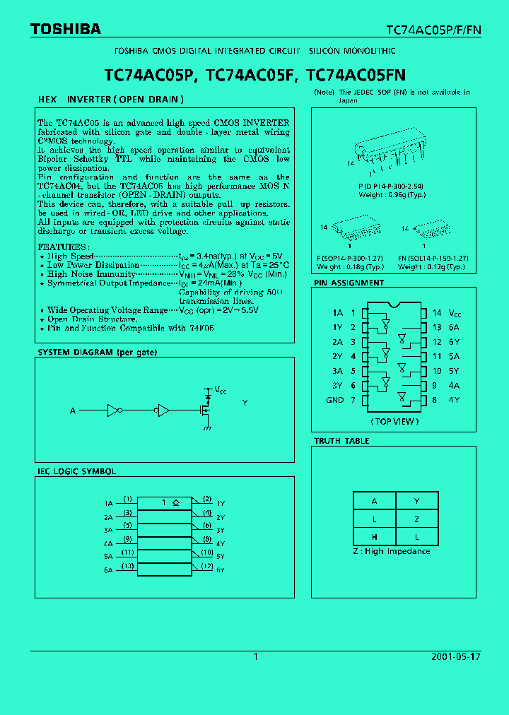 TC74AC05P_1322385.PDF Datasheet