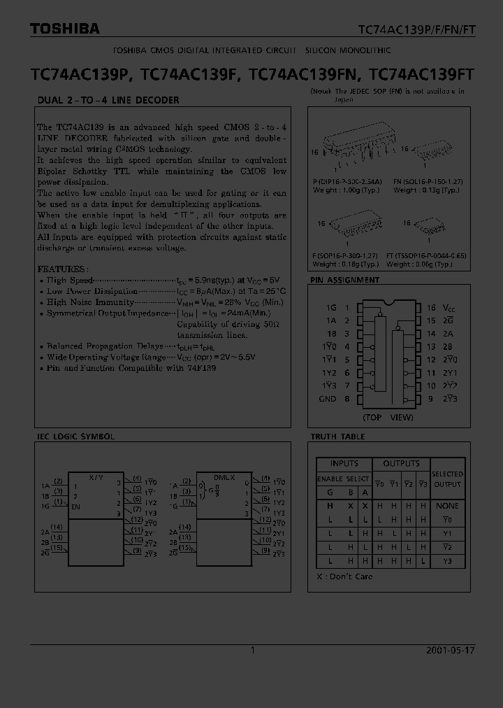 TC74AC139P_1322389.PDF Datasheet