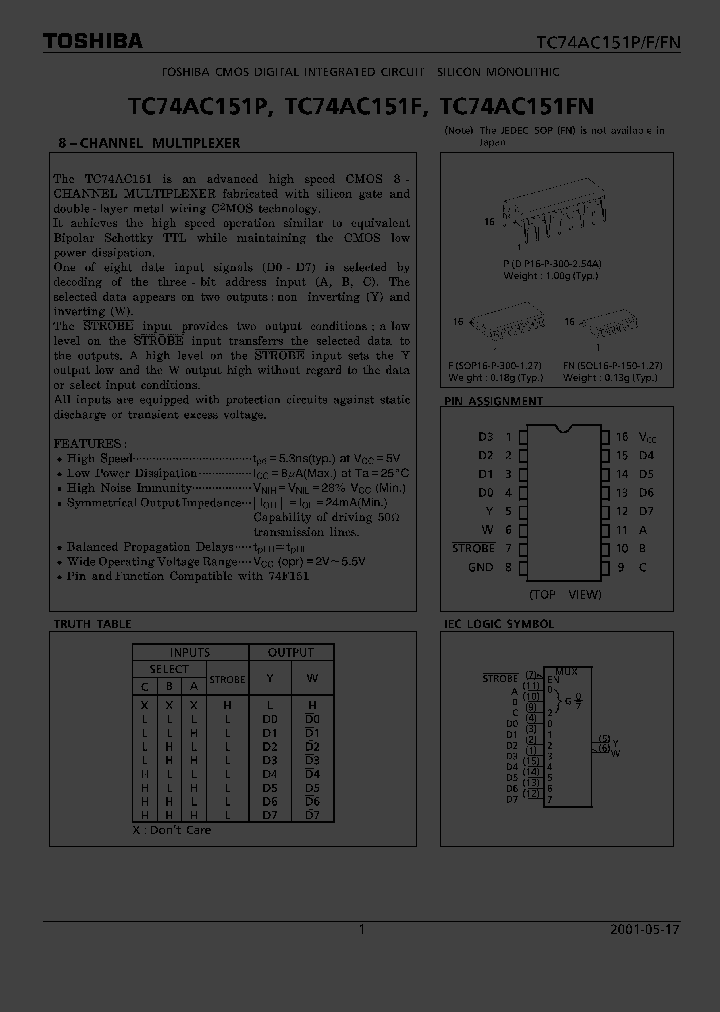 TC74AC151P_1322391.PDF Datasheet