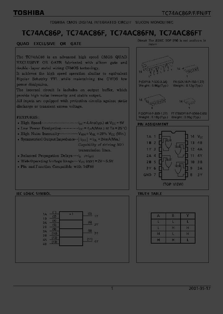TC74AC86P_1322414.PDF Datasheet