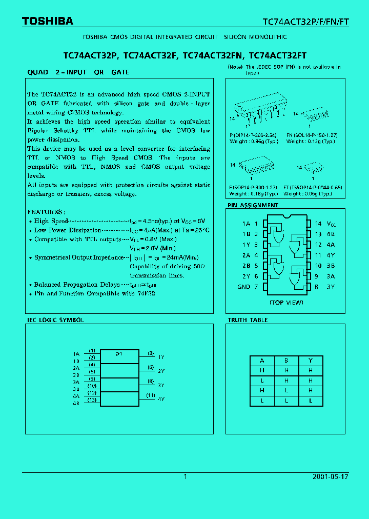 TC74ACT32P_1322427.PDF Datasheet